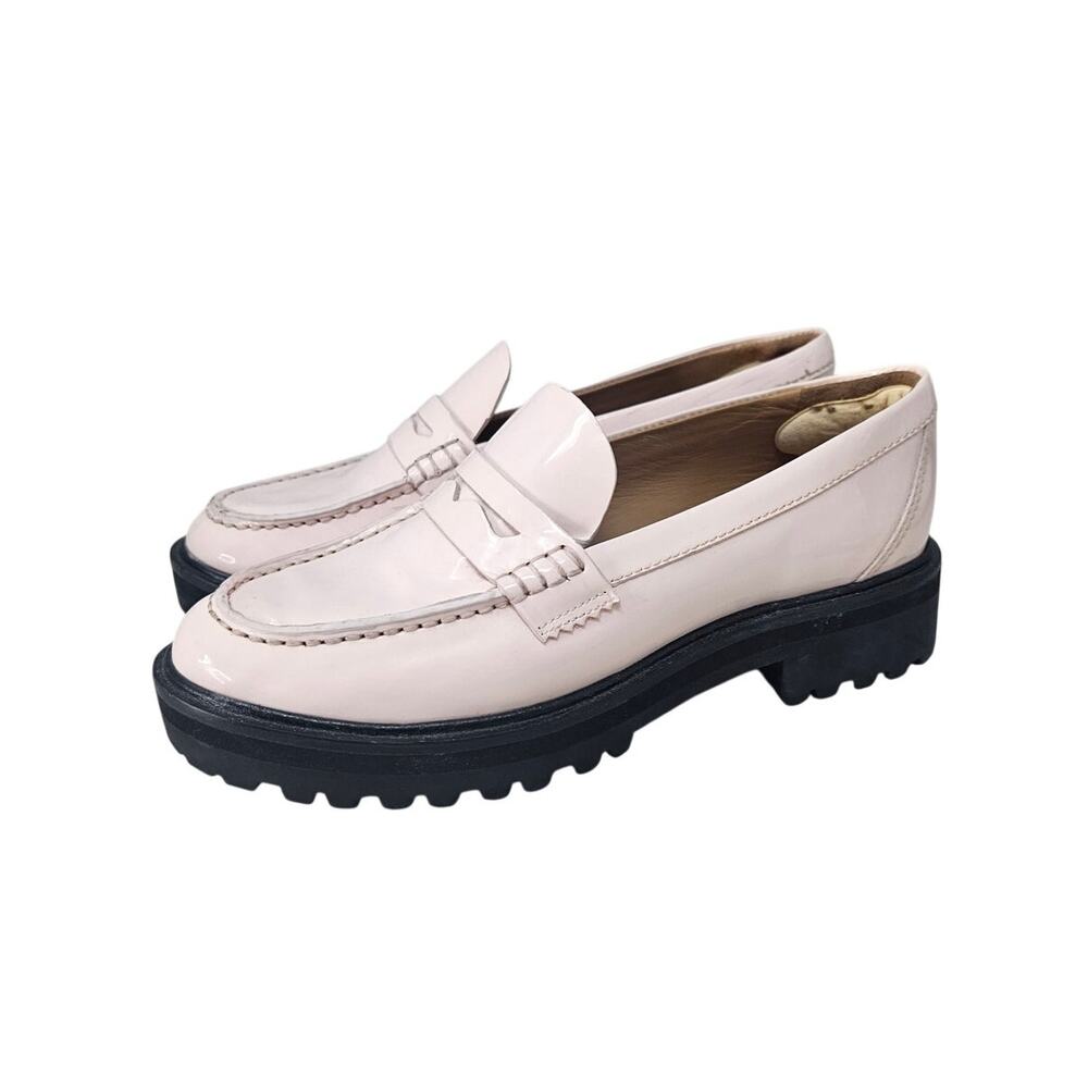 Reformation Agathea 7 Pink Chunky Penny Loafer Academia Preppy Patent Leather